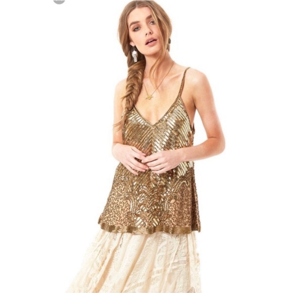 Spell the gypsy collective gold sequin stardust cami size Medium